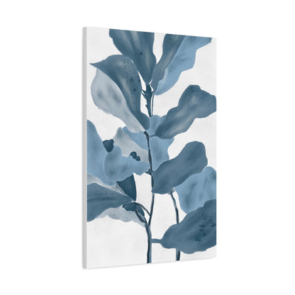 Botanical Wall Art Canvas - Blue Leaf Design for Modern Decor