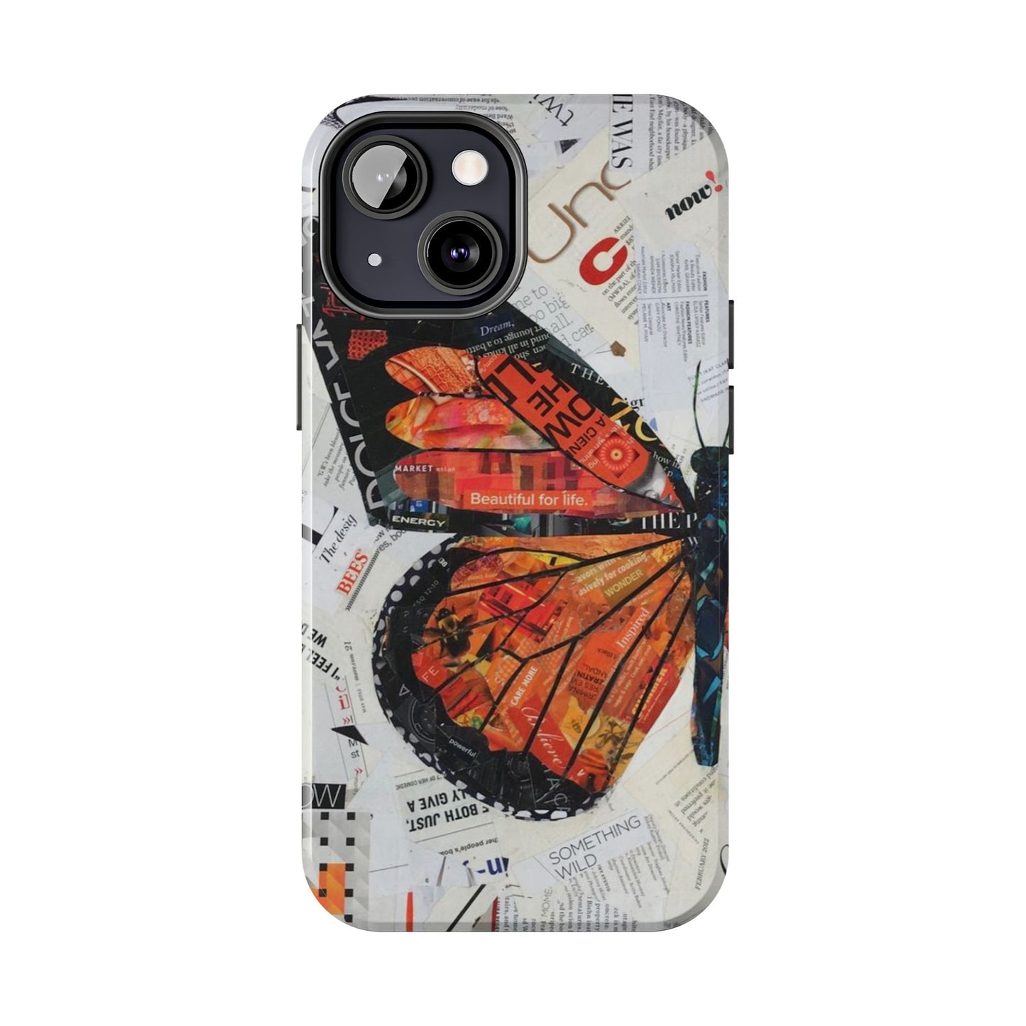 Paper collage butterfly phone case