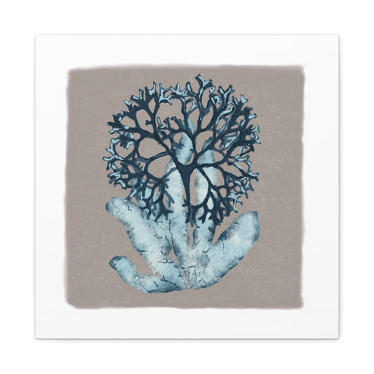 Artistic Sea Coral Canvas Wall Art - Tranquil Blue Design 01