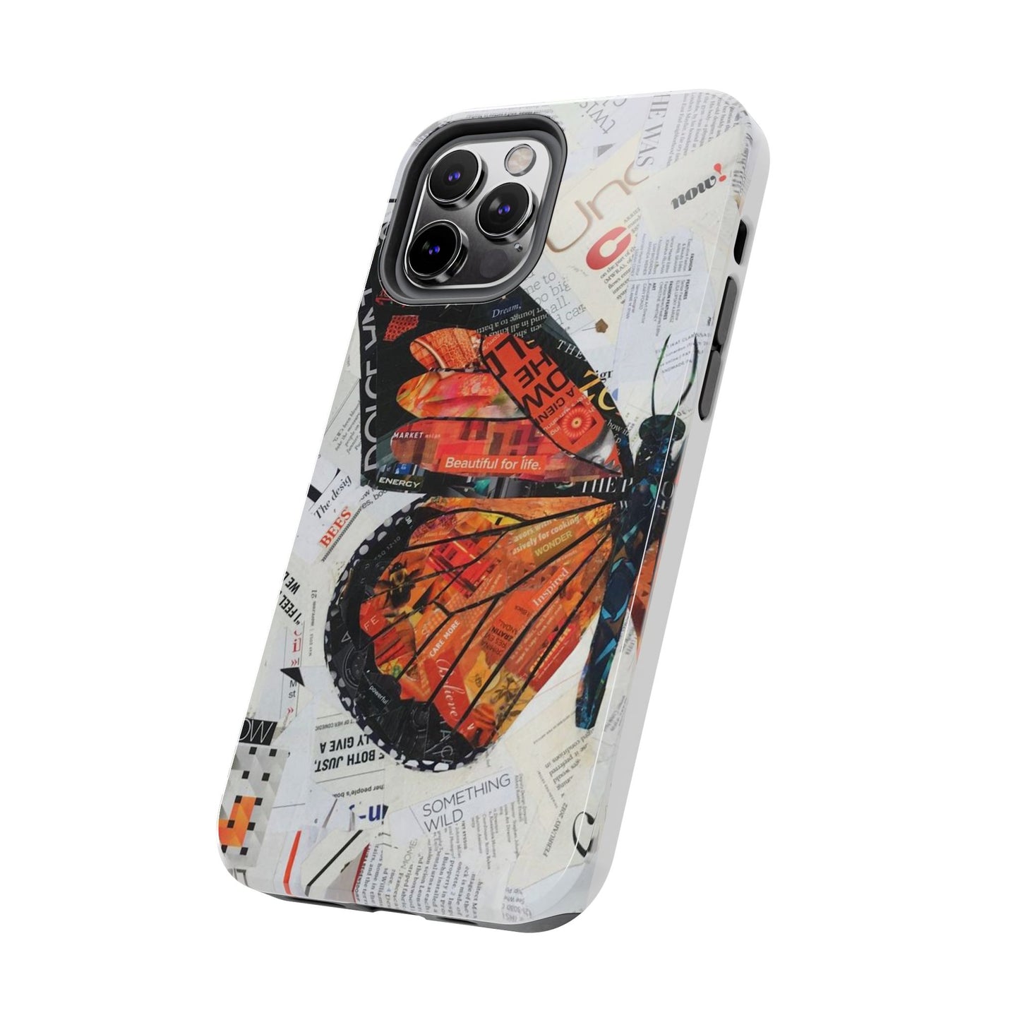 Paper collage butterfly phone case