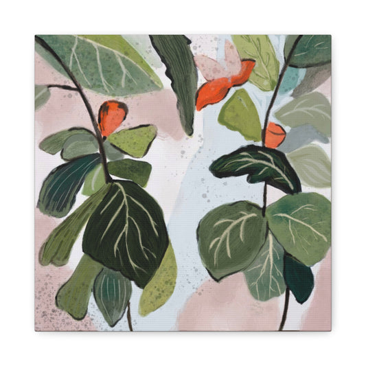 Botanical Wall Art Canvas - Vibrant Leaf Design for Home Decor