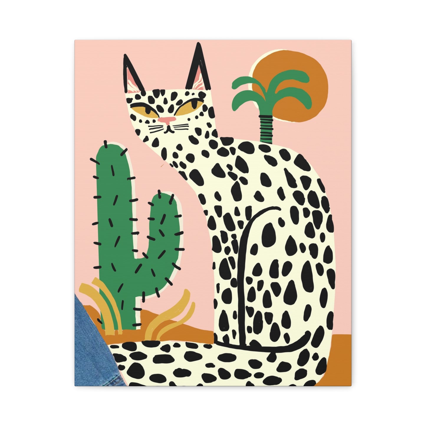 Colorful Leopard Cactus Canvas Art - Modern Home Decor