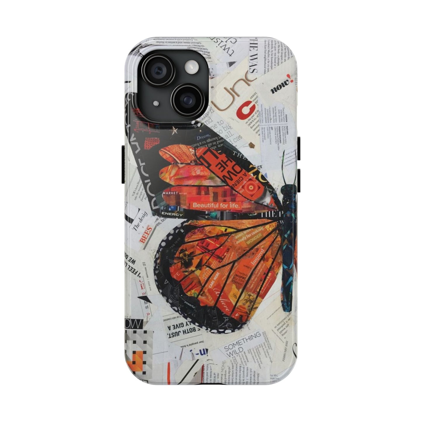 Paper collage butterfly phone case