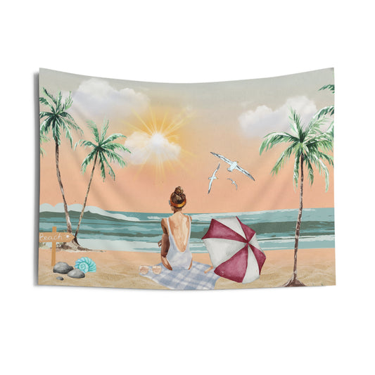 Beach Sunset Indoor Wall Tapestries