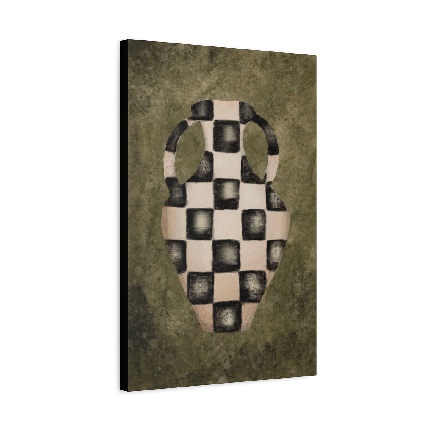 Abstract Checkerboard Vase canvas wall art