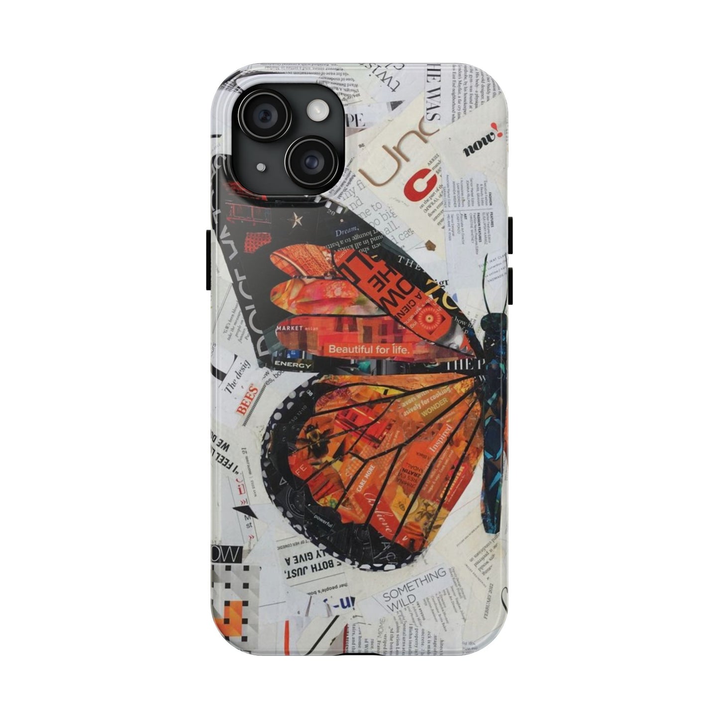 Paper collage butterfly phone case