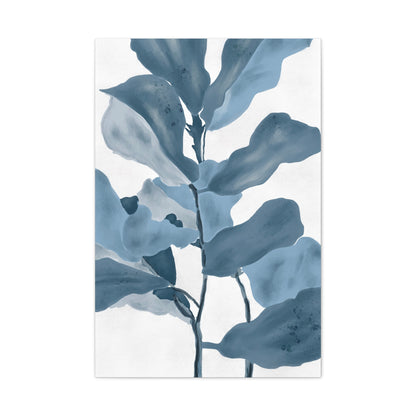 Botanical Wall Art Canvas - Blue Leaf Design for Modern Decor