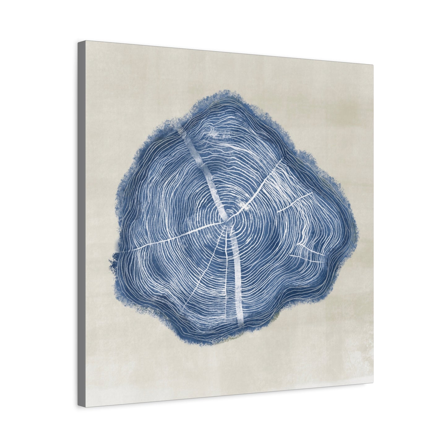 Nature-Inspired Wall Art - Blue Tree Ring Canvas