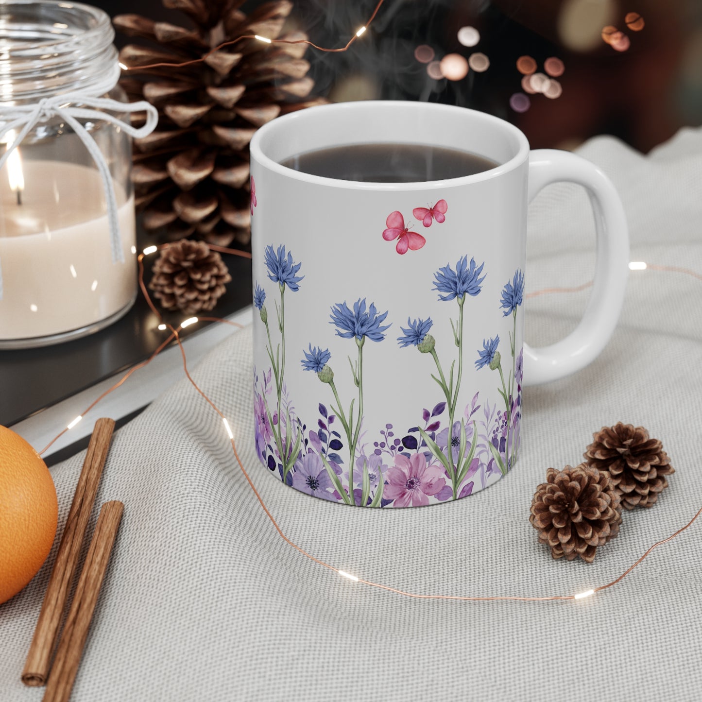 Purple & blue floral Mug