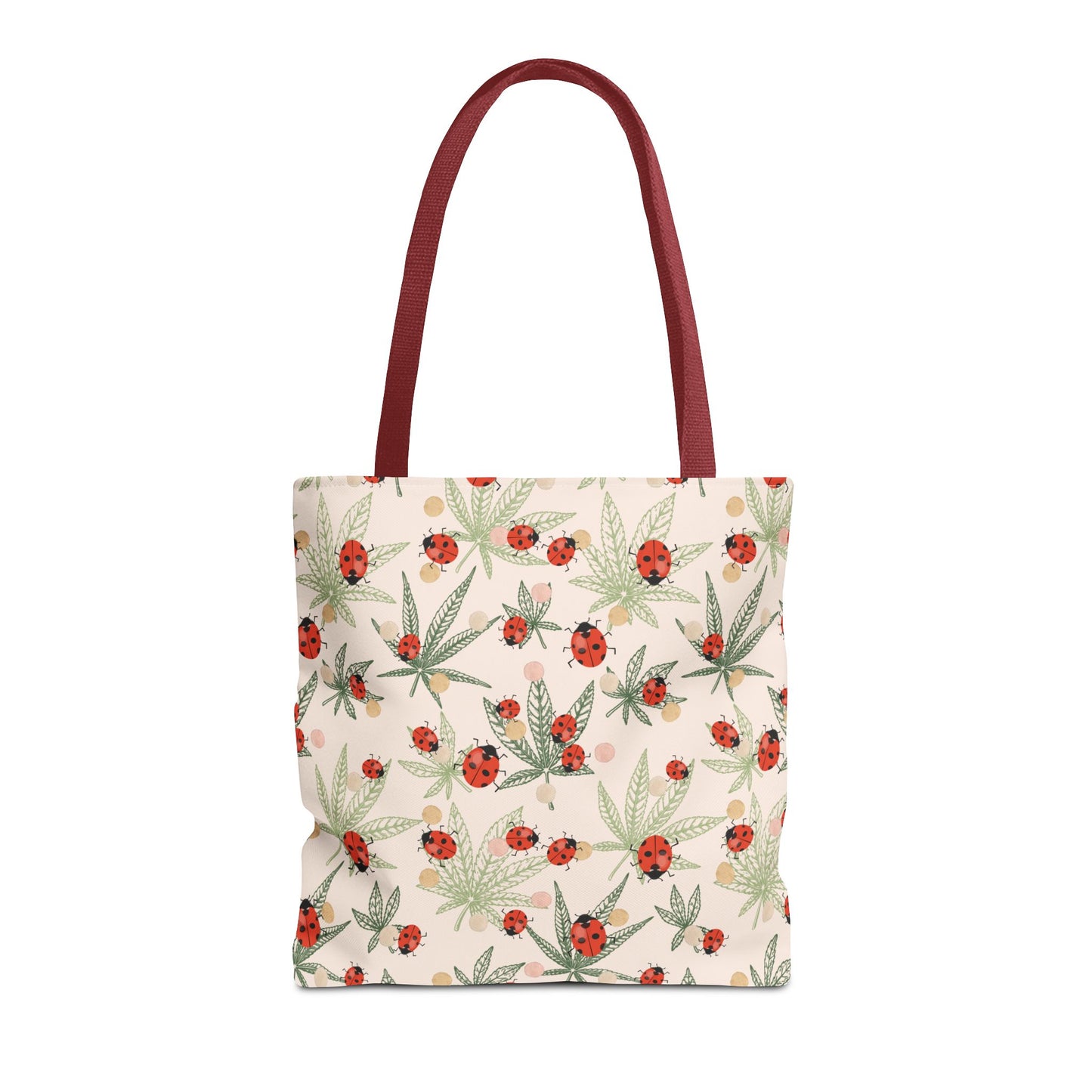 Lady bird on leaves ladies Tote Bag