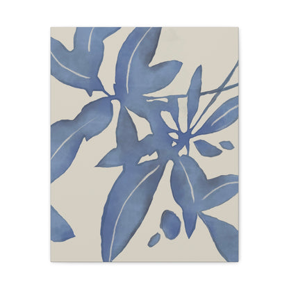 Botanical Wall Art Canvas - Blue Leaf Design, Home Decor