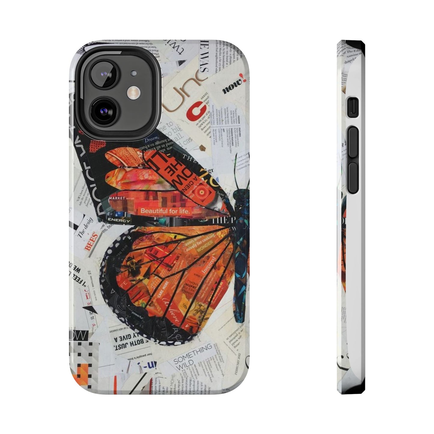 Paper collage butterfly phone case