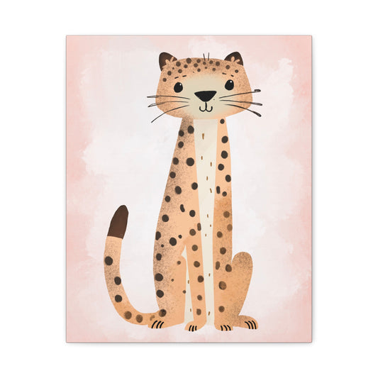 Whimsical Cheetah Canvas Print - Cute Animal Wall Art for Girls Room