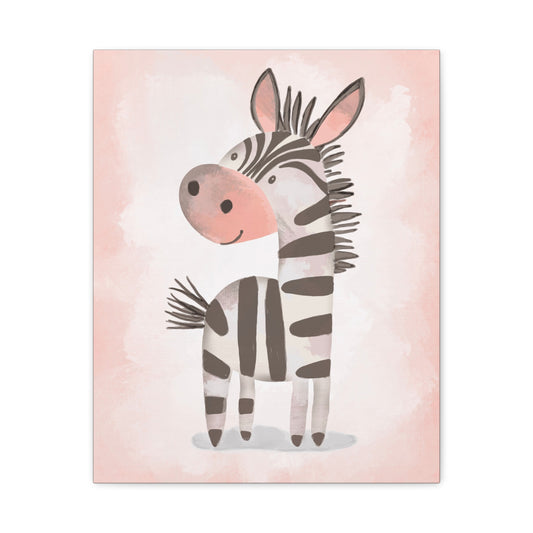 Whimsical Zebra Canvas Wall Art - Cute Animal Decor for Kids' Rooms