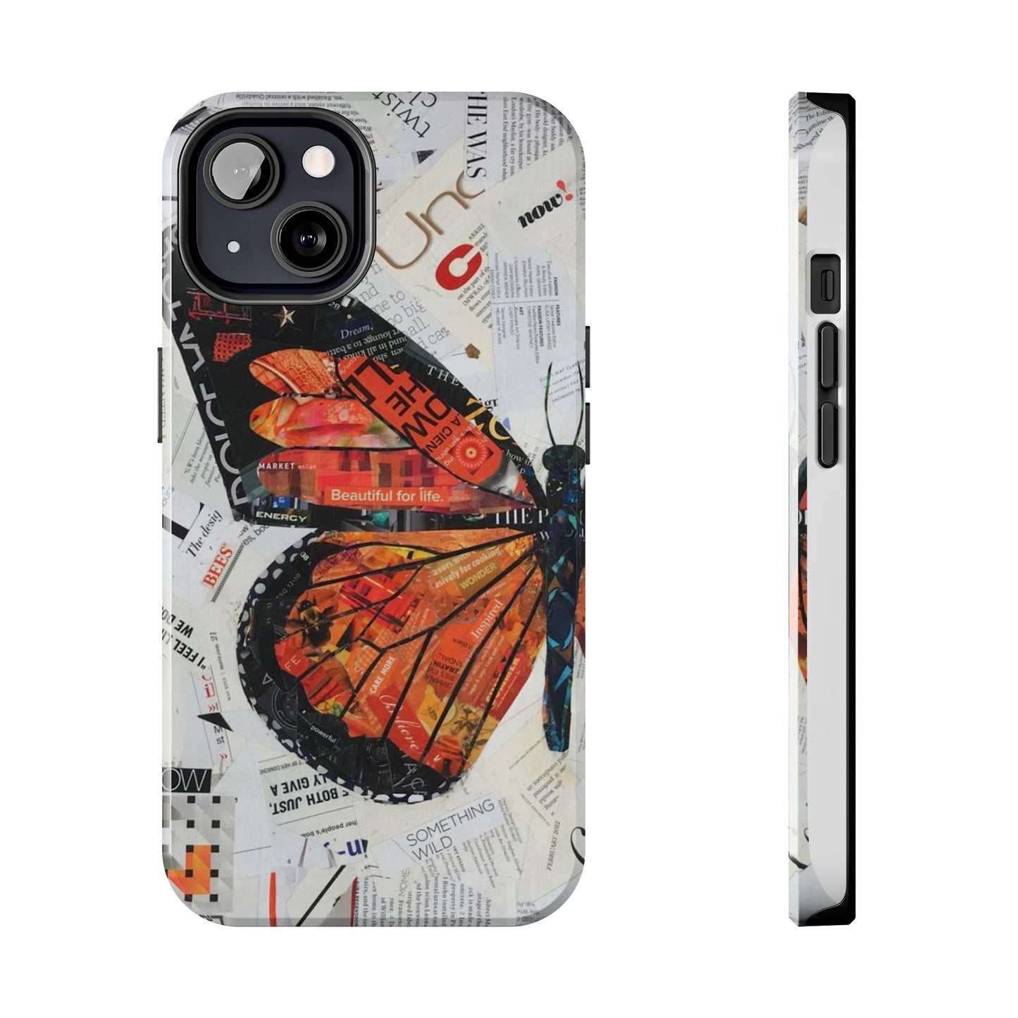 Paper collage butterfly phone case