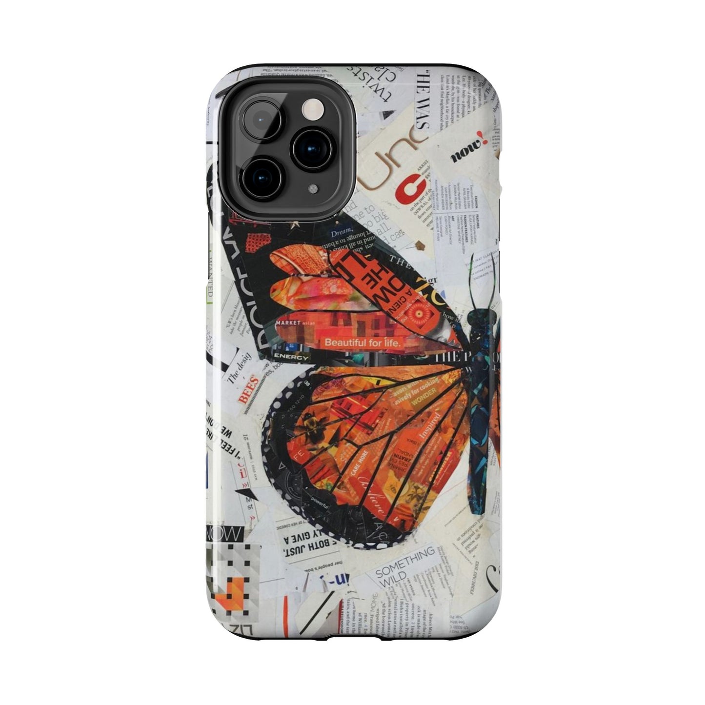 Paper collage butterfly phone case