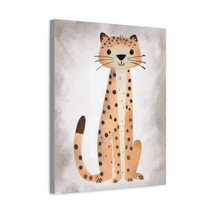 Whimsical Cheetah Grey Canvas Print - Cute Animal Wall Art for Kids' Room