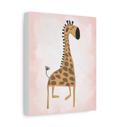 Decorative Giraffe Pink Wall Art Canvas - Playful Nursery Decor