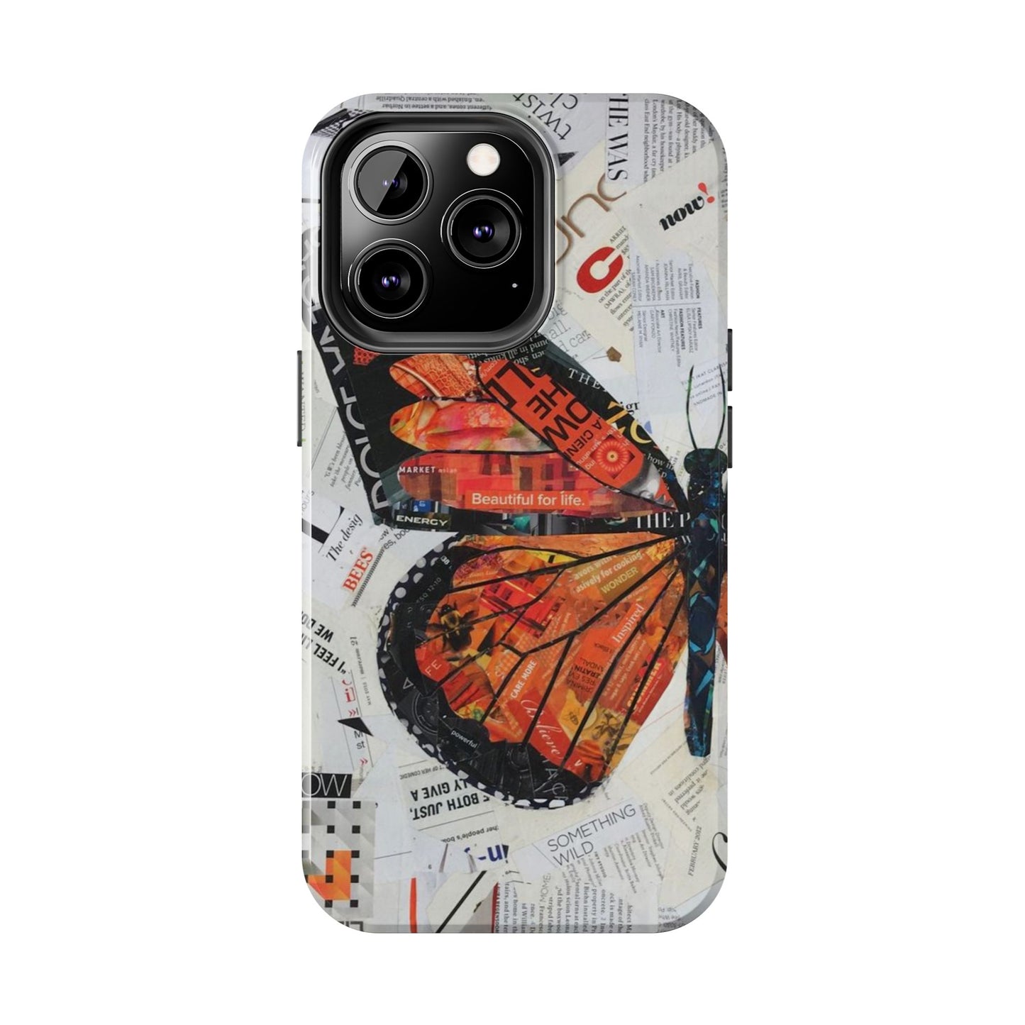 Paper collage butterfly phone case