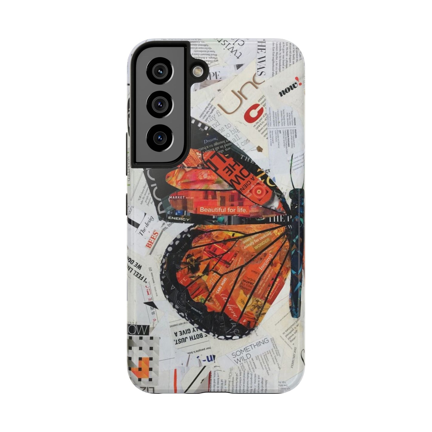 Paper collage butterfly phone case