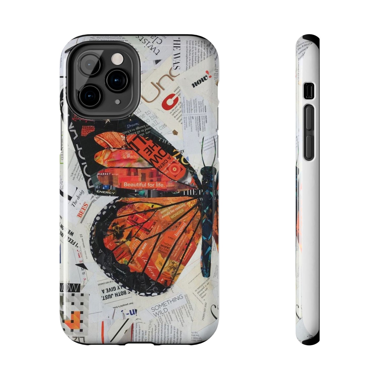 Paper collage butterfly phone case