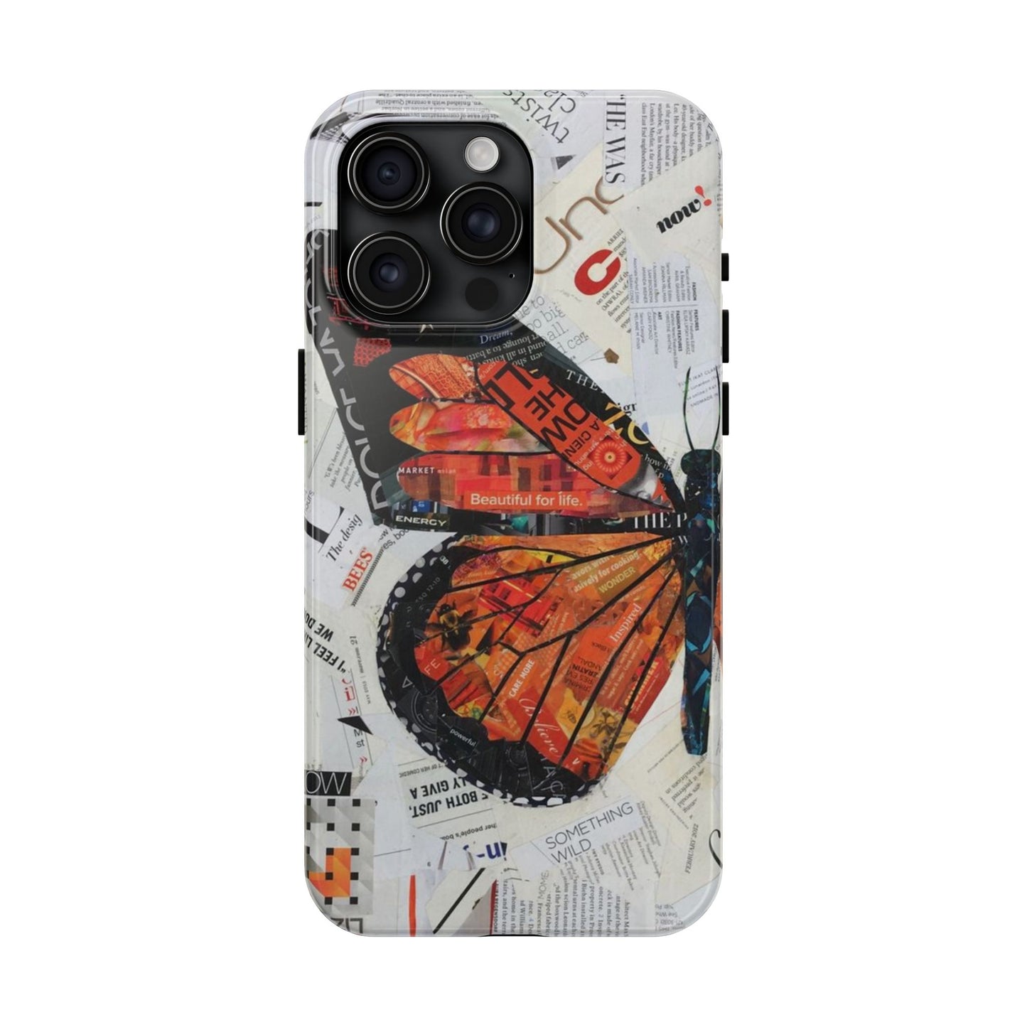 Paper collage butterfly phone case