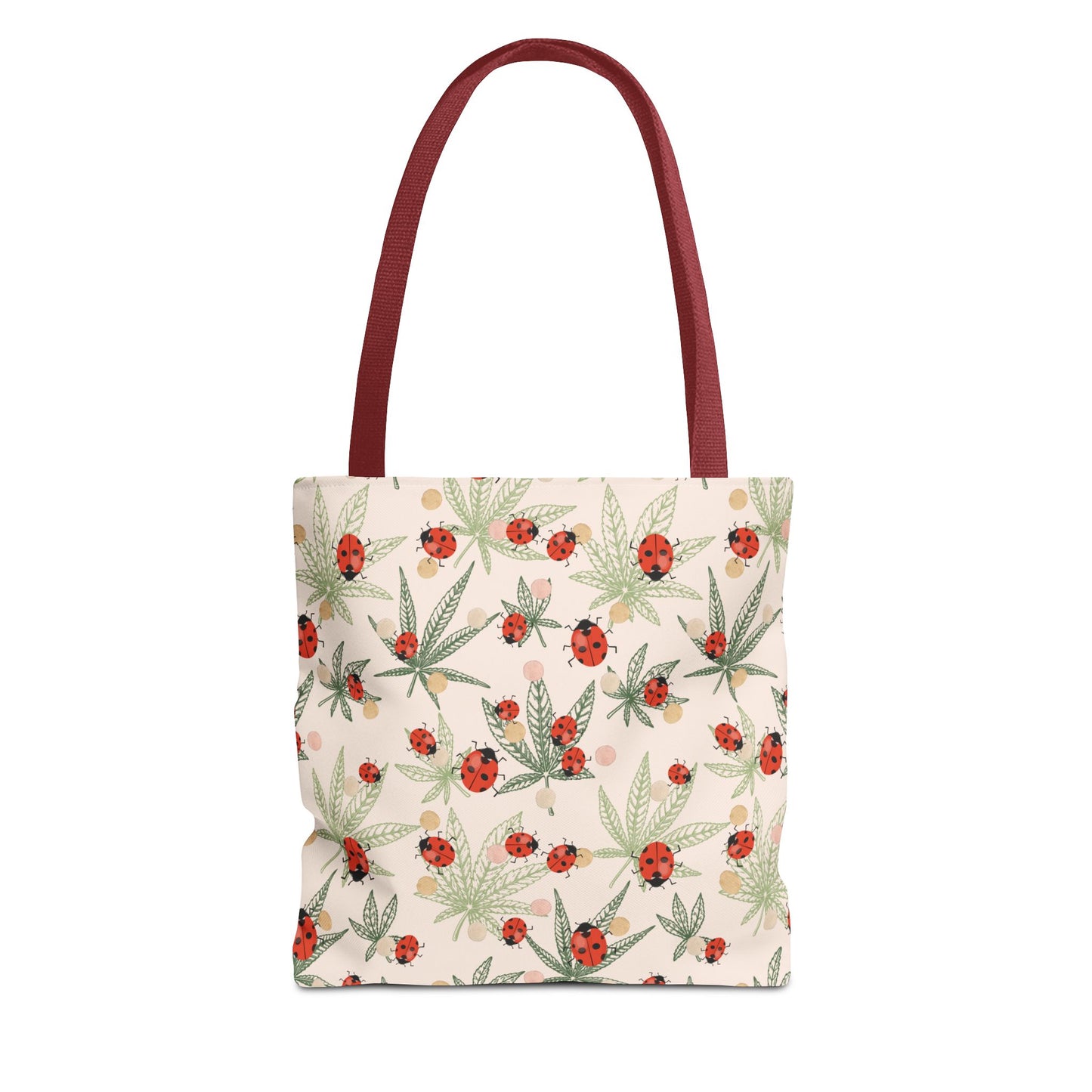 Lady bird on leaves ladies Tote Bag