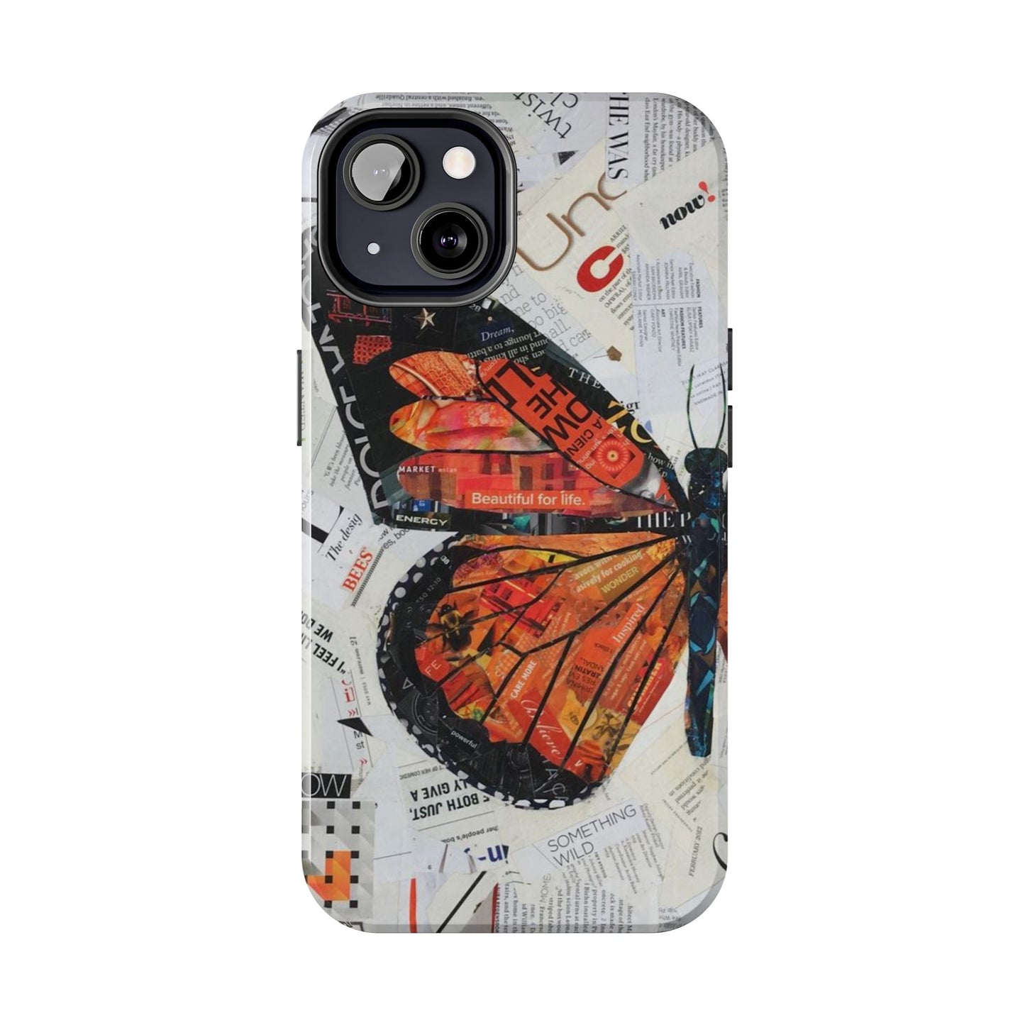 Paper collage butterfly phone case