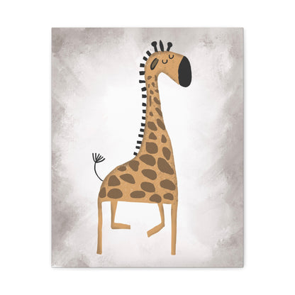 Decorative Giraffe Grey Wall Art Canvas - Playful Nursery Decor