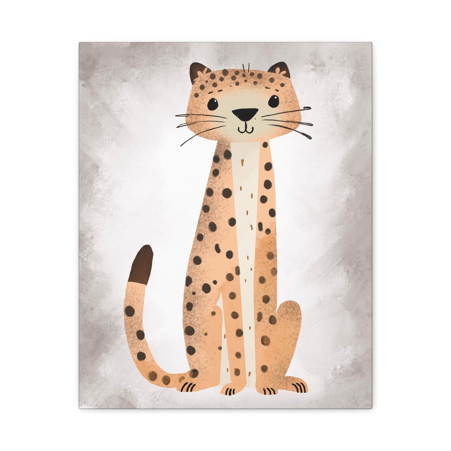 Whimsical Cheetah Grey Canvas Print - Cute Animal Wall Art for Kids' Room