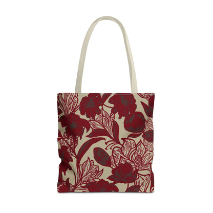 Red printed floral ladies Tote Bag