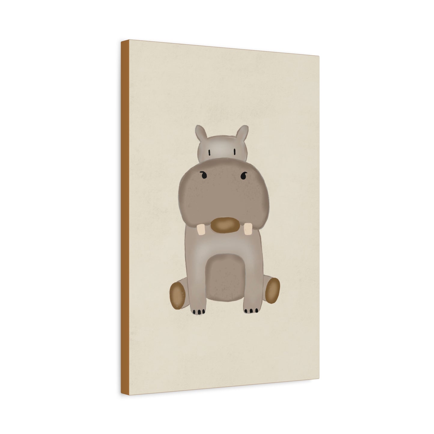 Whimsical Hippo Canvas Art – Cute Animal Decor for Kids' Rooms