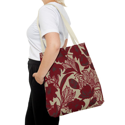 Red printed floral ladies Tote Bag