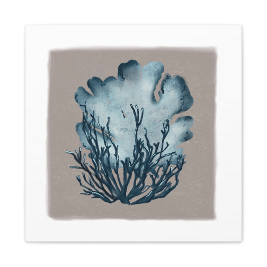 Artistic Sea Coral Canvas Wall Art - Tranquil Blue Design 02