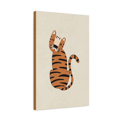 Cute Tiger Canvas Wall Art - 12" x 12" Stretched Matte Print