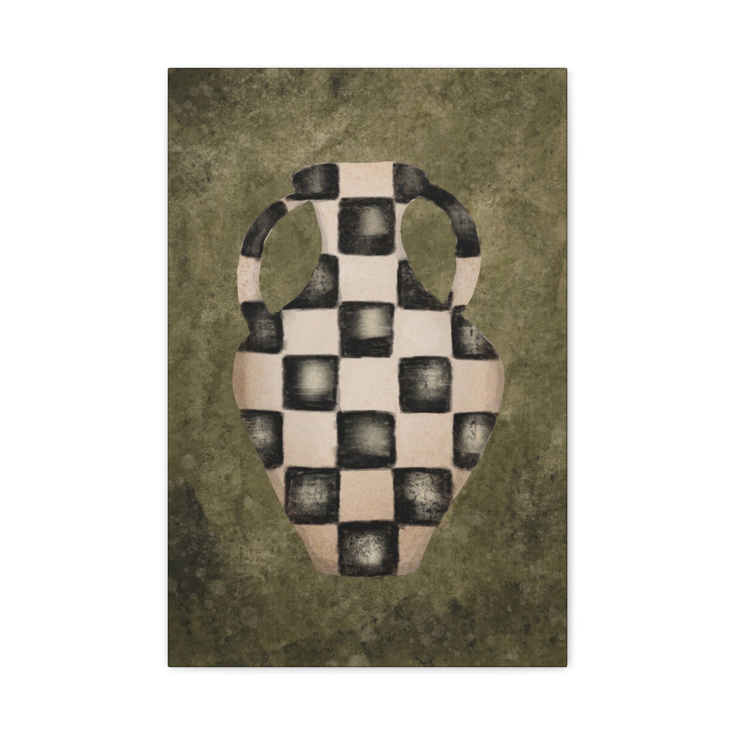 Abstract Checkerboard Vase canvas wall art