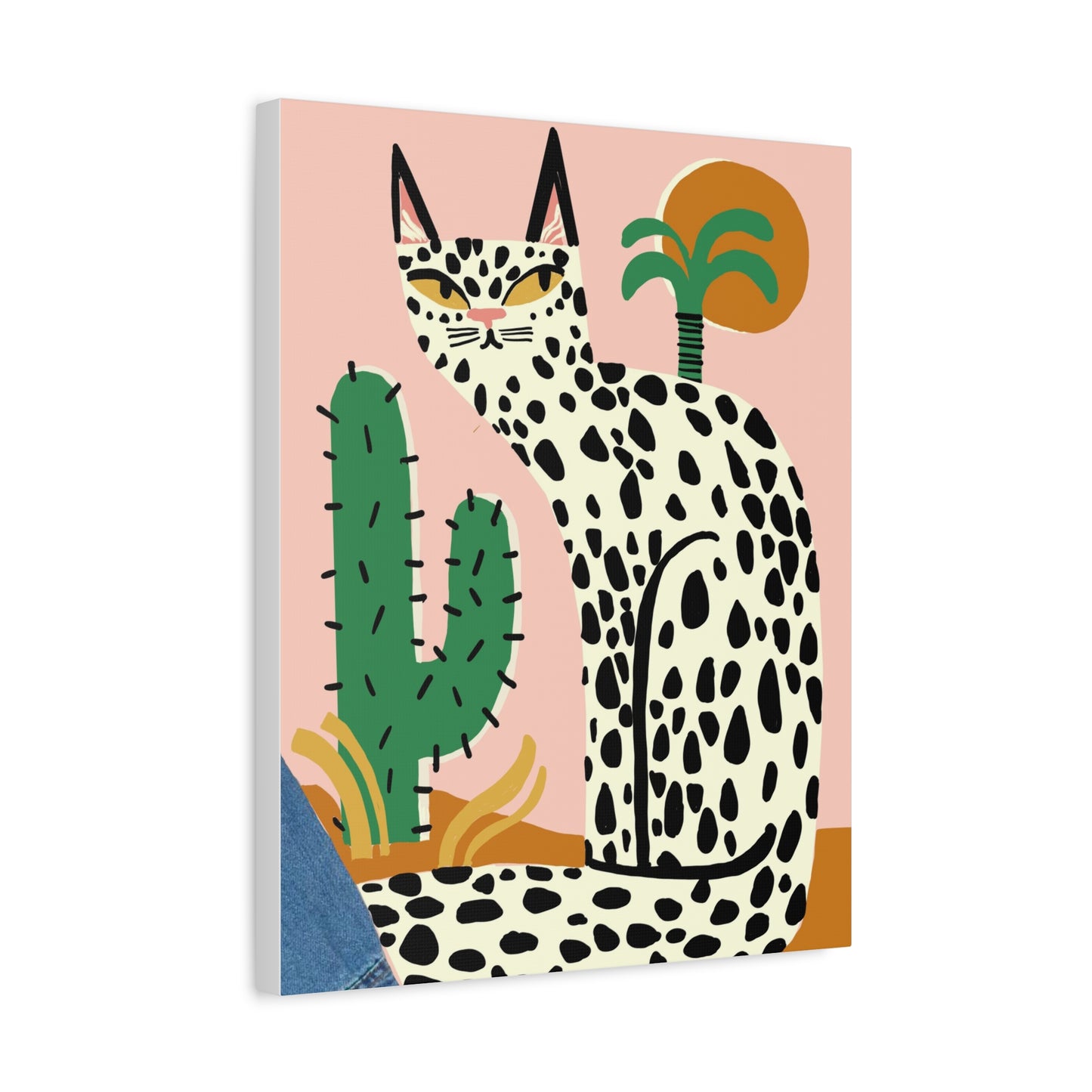 Colorful Leopard Cactus Canvas Art - Modern Home Decor