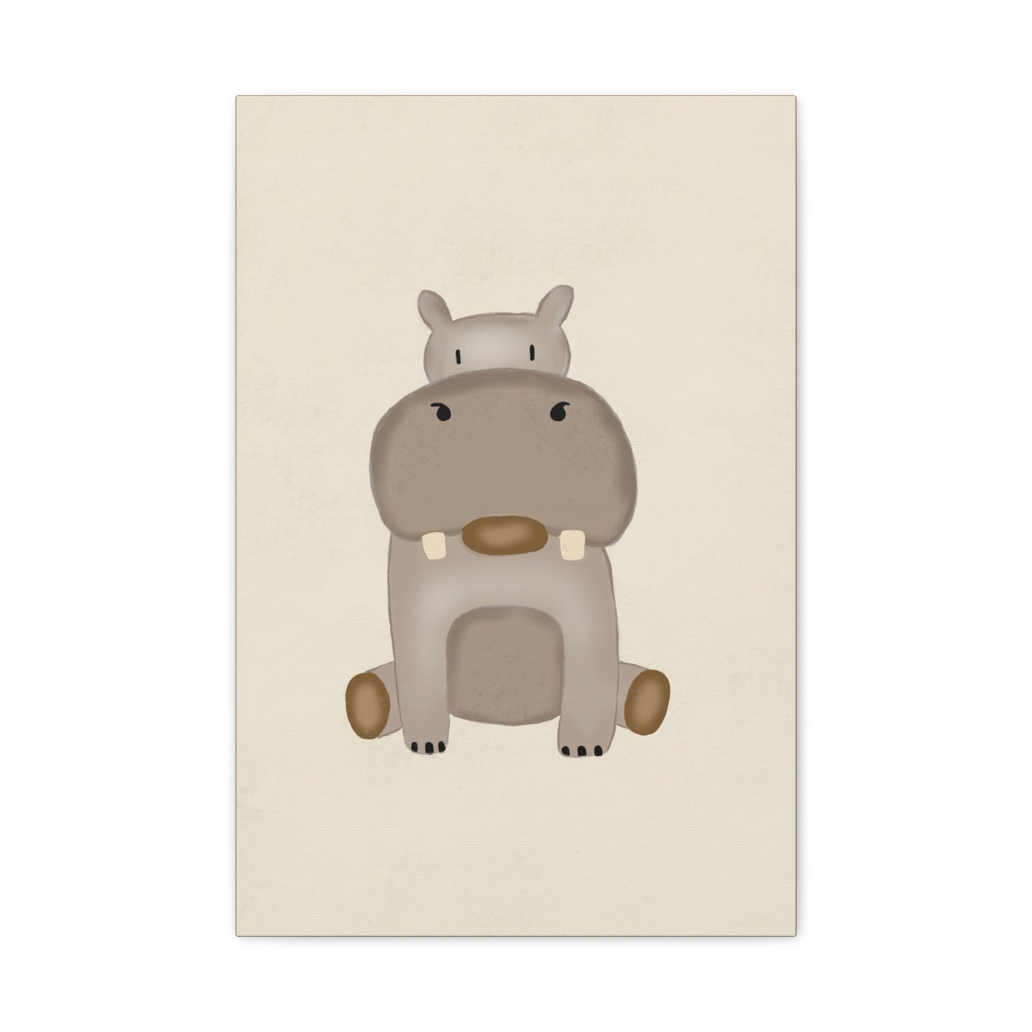 Whimsical Hippo Canvas Art – Cute Animal Decor for Kids' Rooms