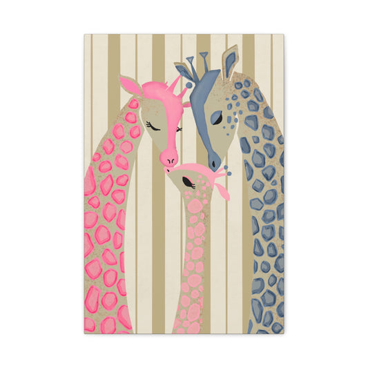 Adorable Giraffe Family -Girls room wall art