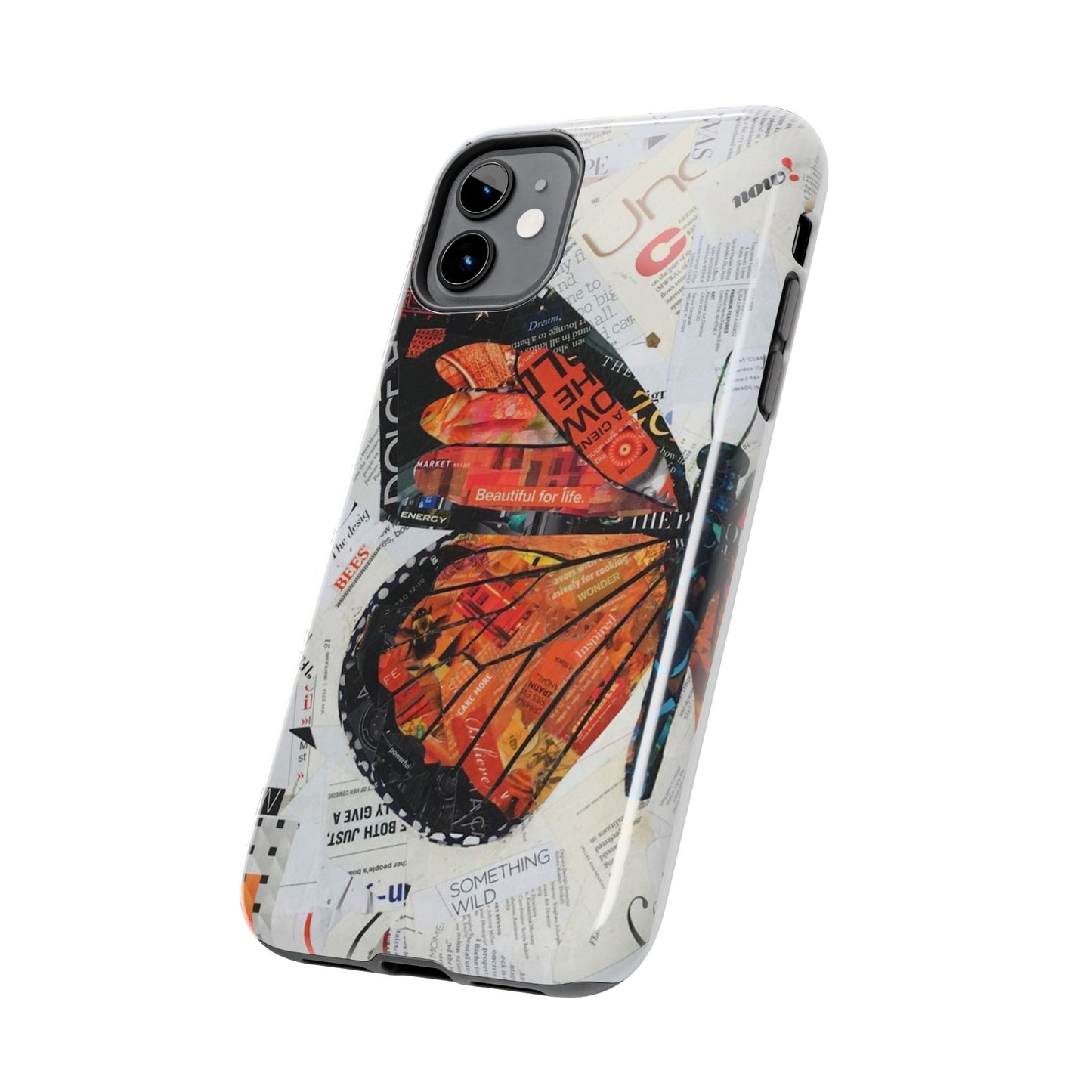 Paper collage butterfly phone case