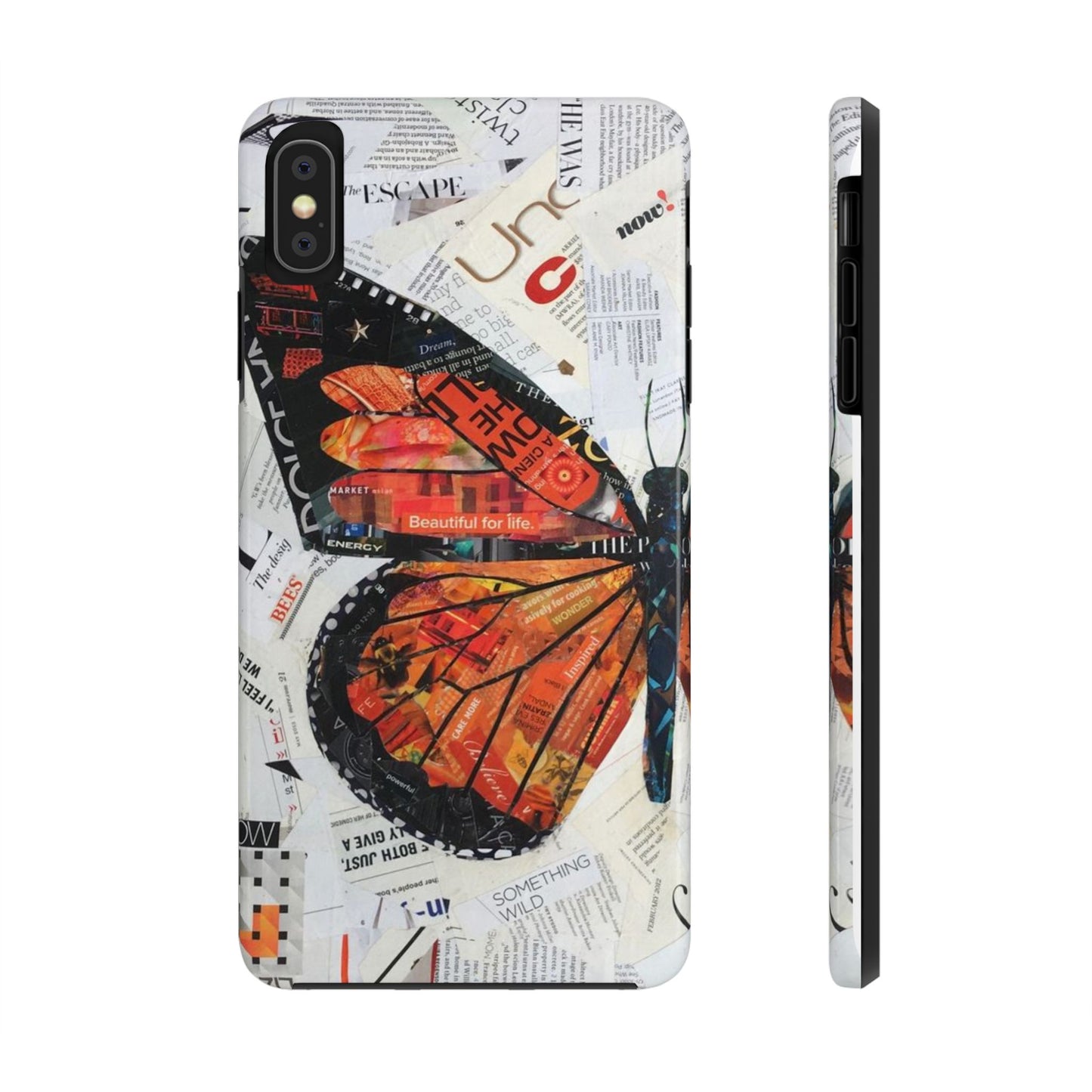 Paper collage butterfly phone case