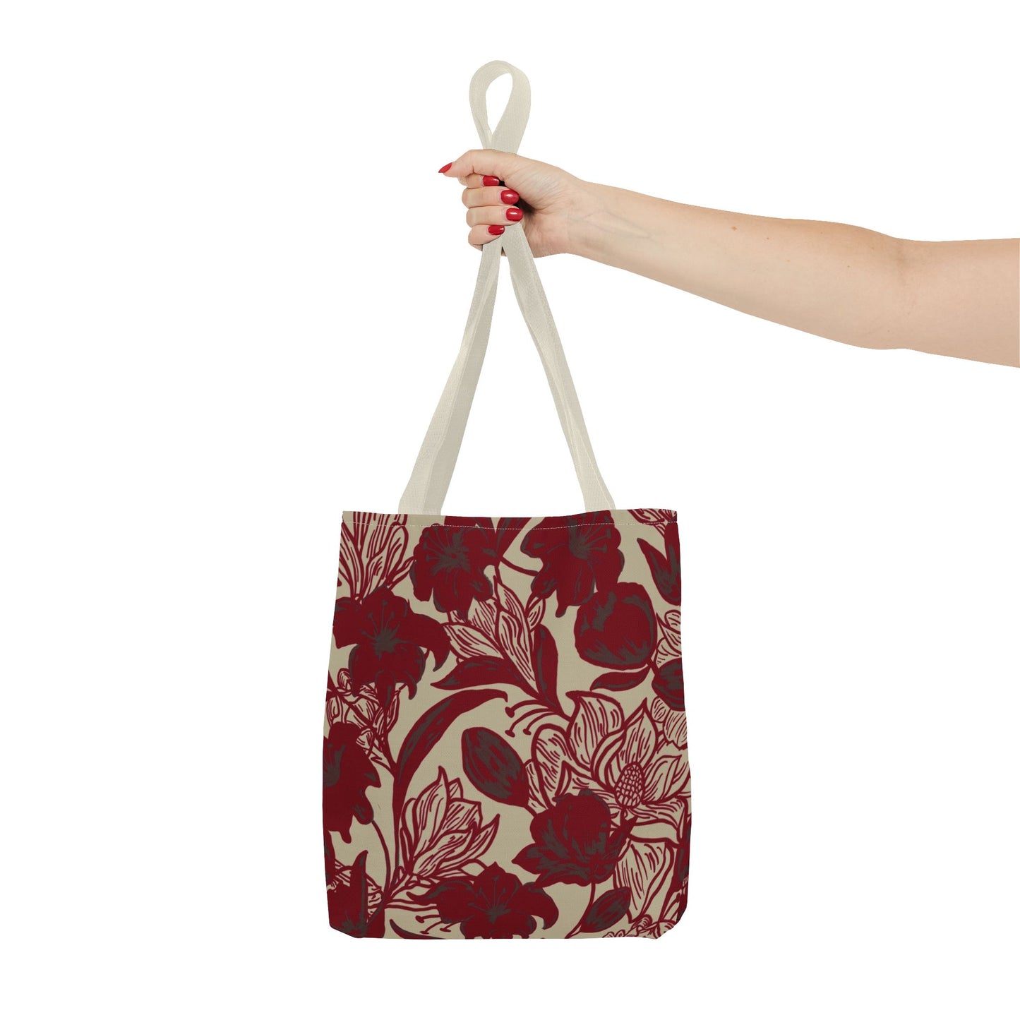 Red printed floral ladies Tote Bag