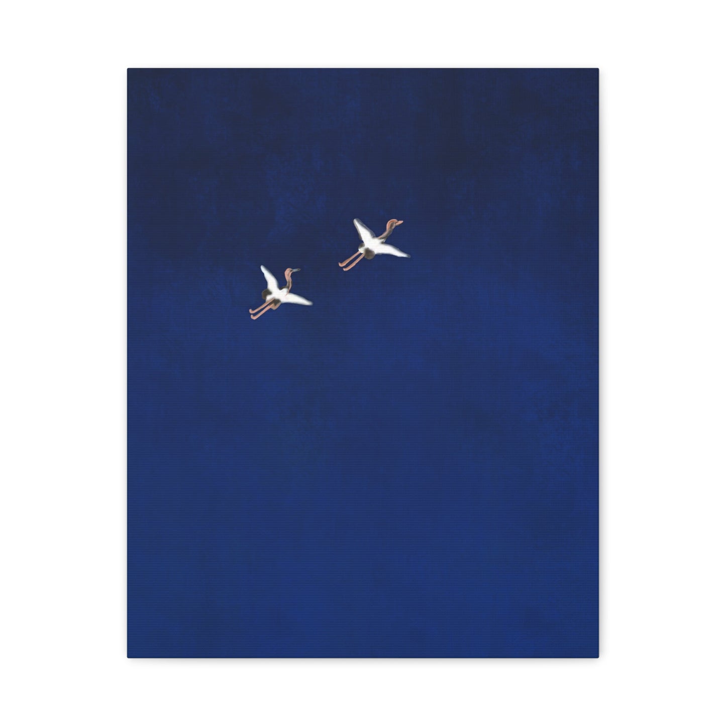 Elegant Stretched Canvas Print with Birds - Serene Blue Artwork for Home Decor