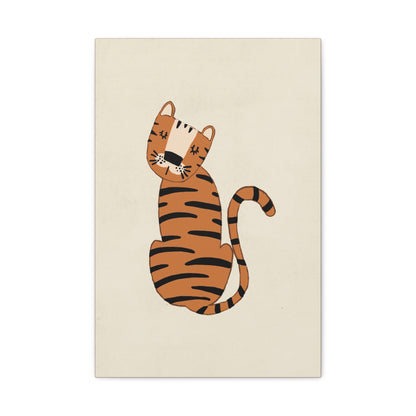 Cute Tiger Canvas Wall Art - 12" x 12" Stretched Matte Print