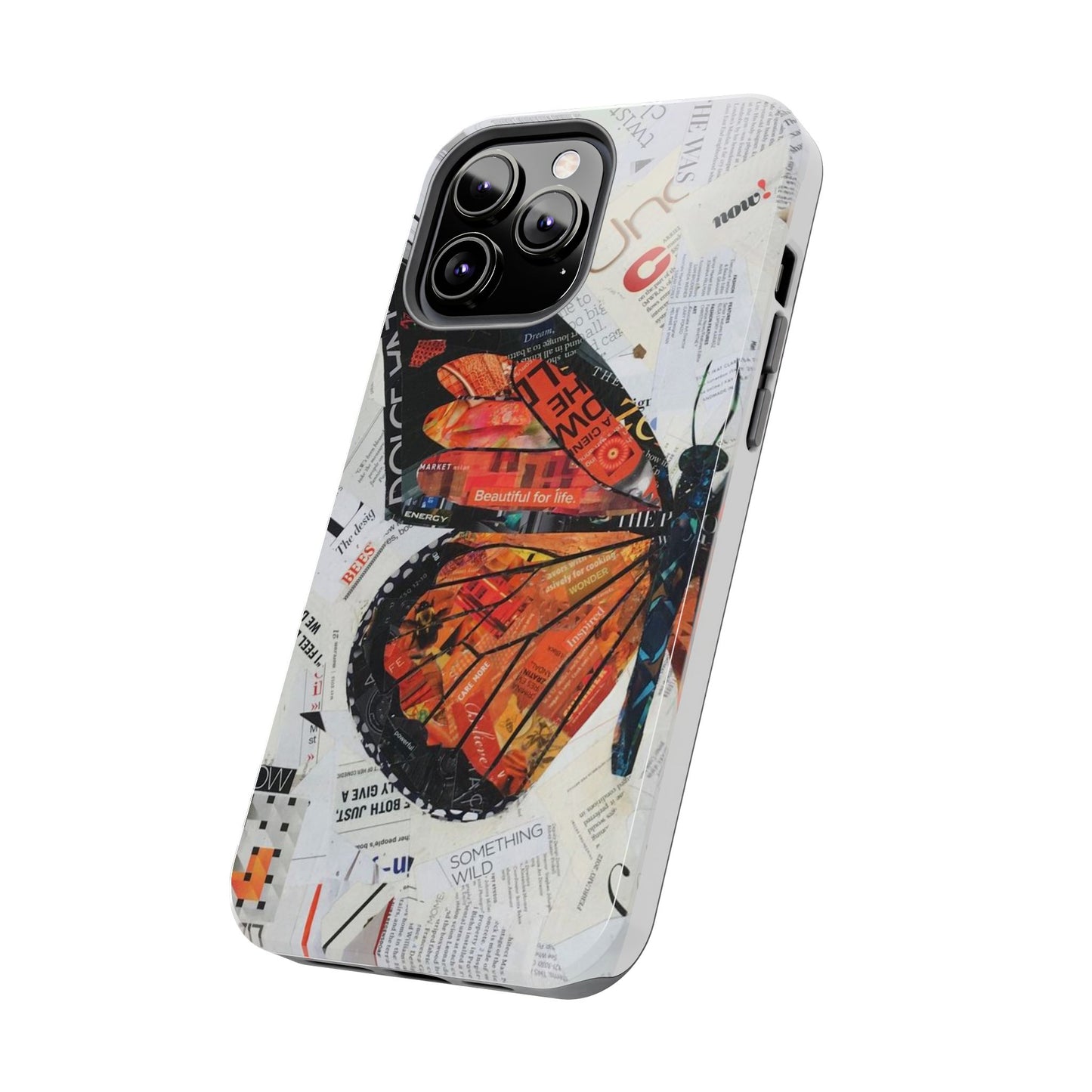 Paper collage butterfly phone case