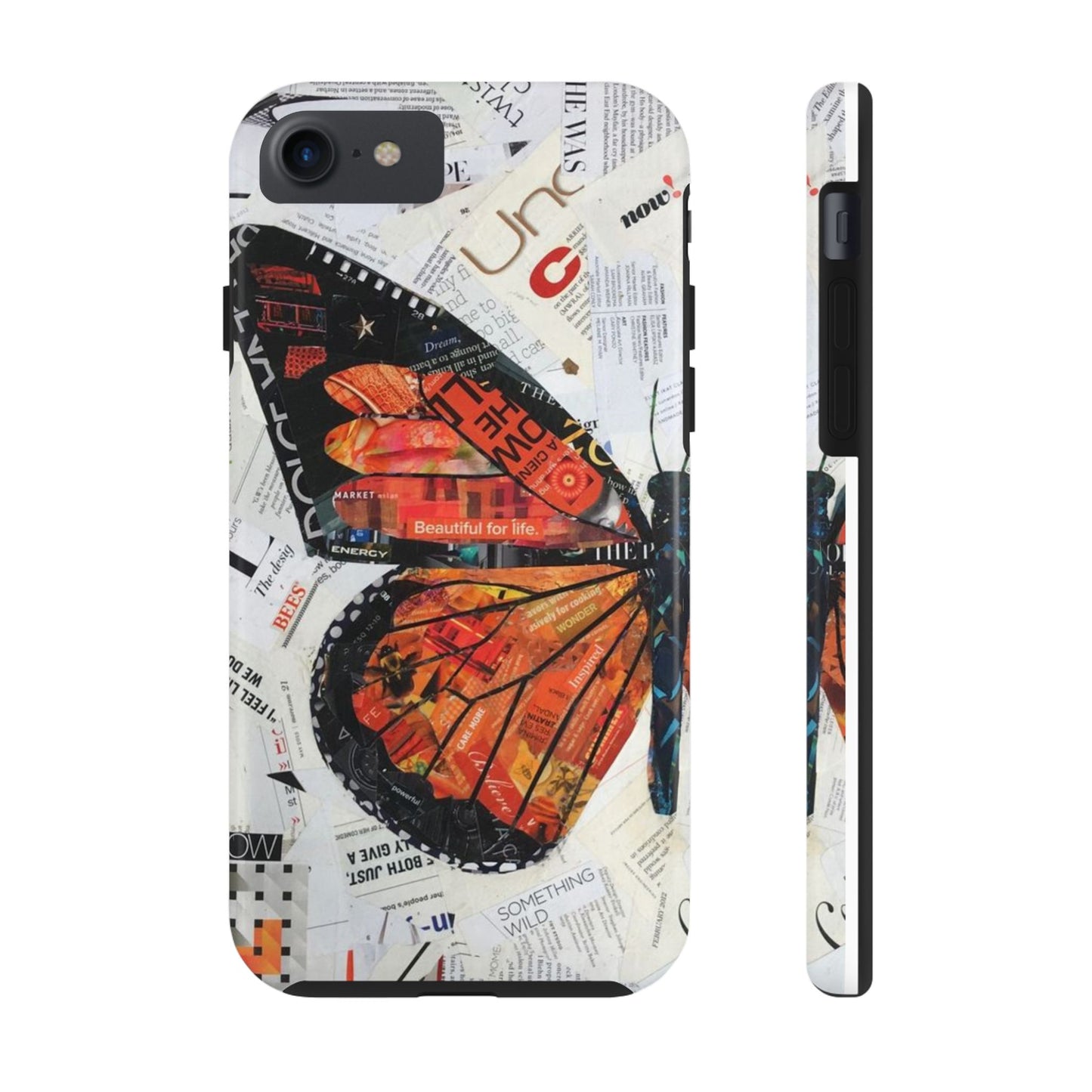 Paper collage butterfly phone case