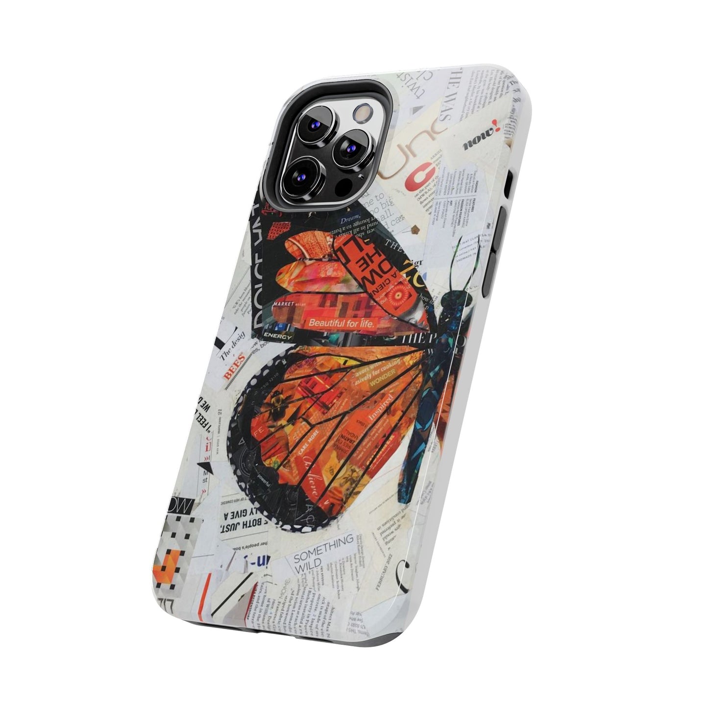 Paper collage butterfly phone case