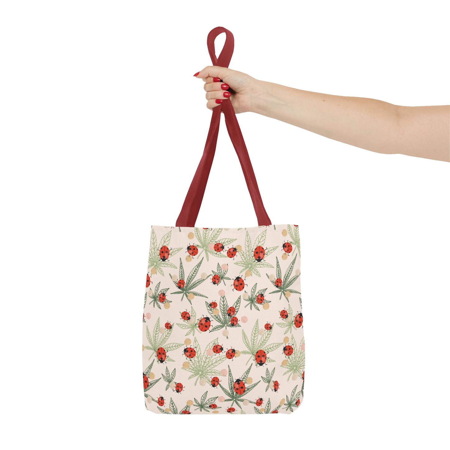 Lady bird on leaves ladies Tote Bag