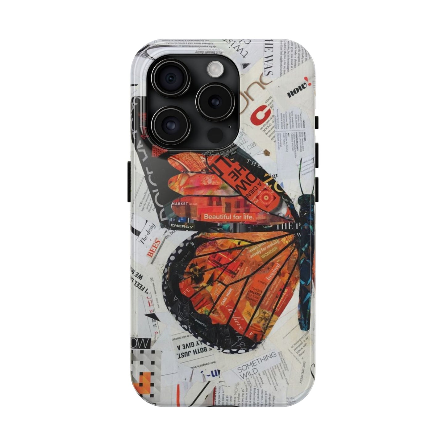 Paper collage butterfly phone case