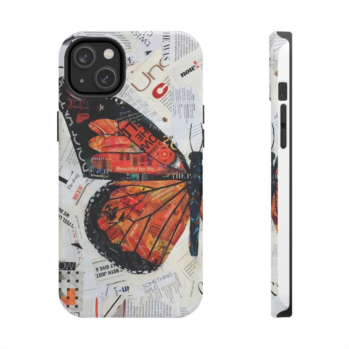 Paper collage butterfly phone case